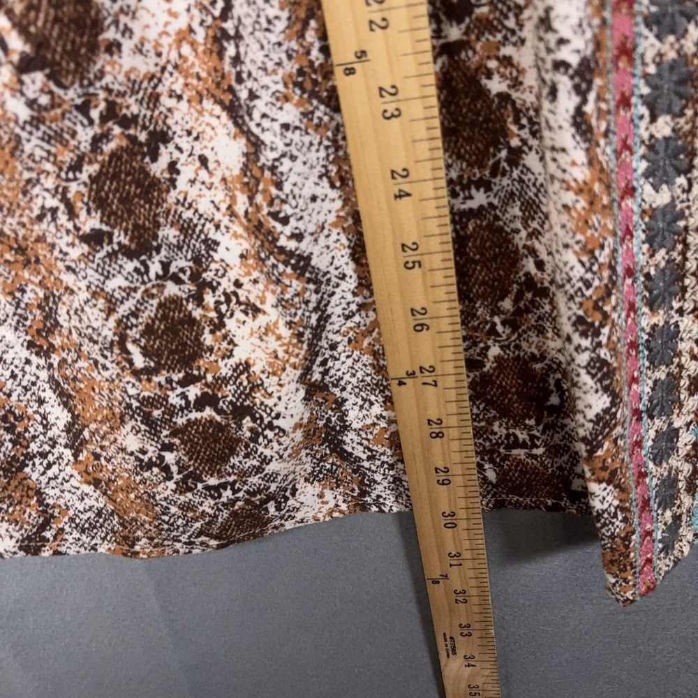 Savanna Jane Brown Multi Floral Embroidered V-Neck Blouse - Picture 8 of 9